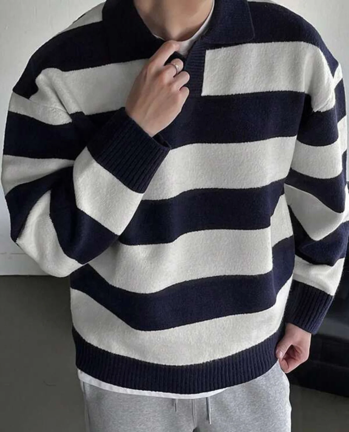 Bolzano Striped Knit Polo Sweater - Image 11