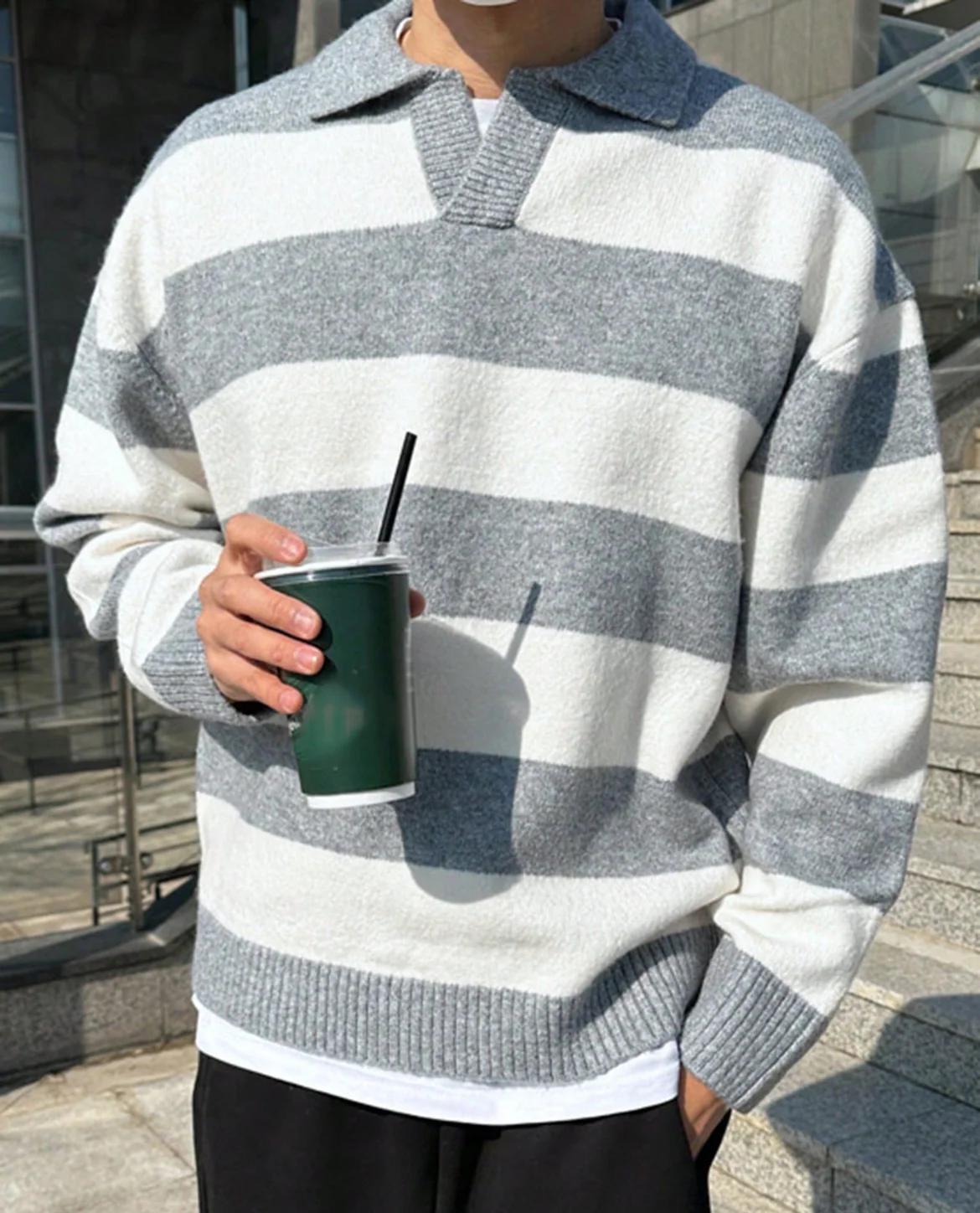 Bolzano Striped Knit Polo Sweater - Image 2