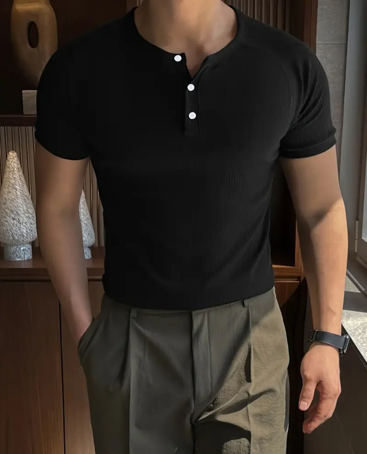 Forio Ribbed Henley Shirt - Image 5