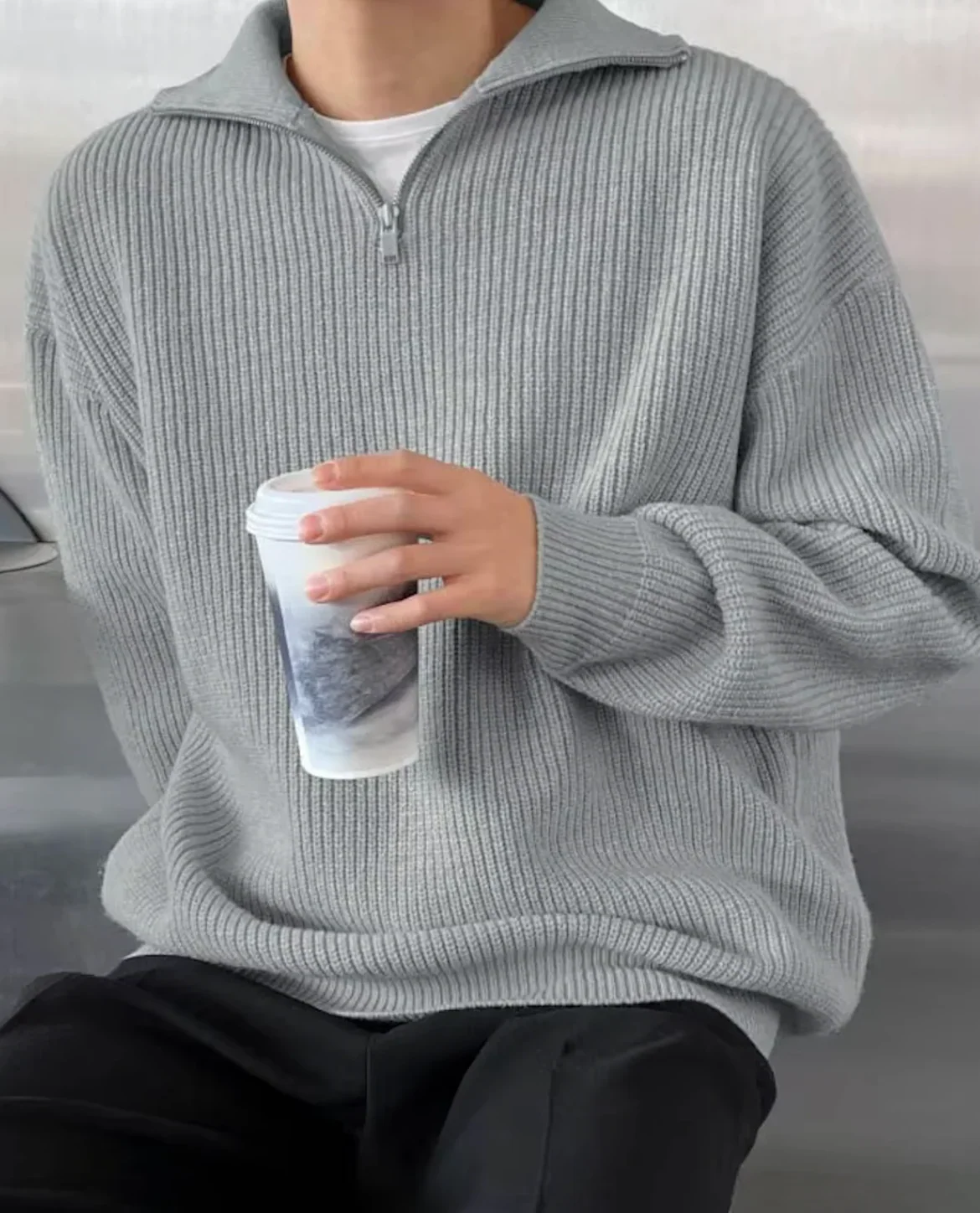 The Laruro Mock Neck Zip Sweater - Image 6