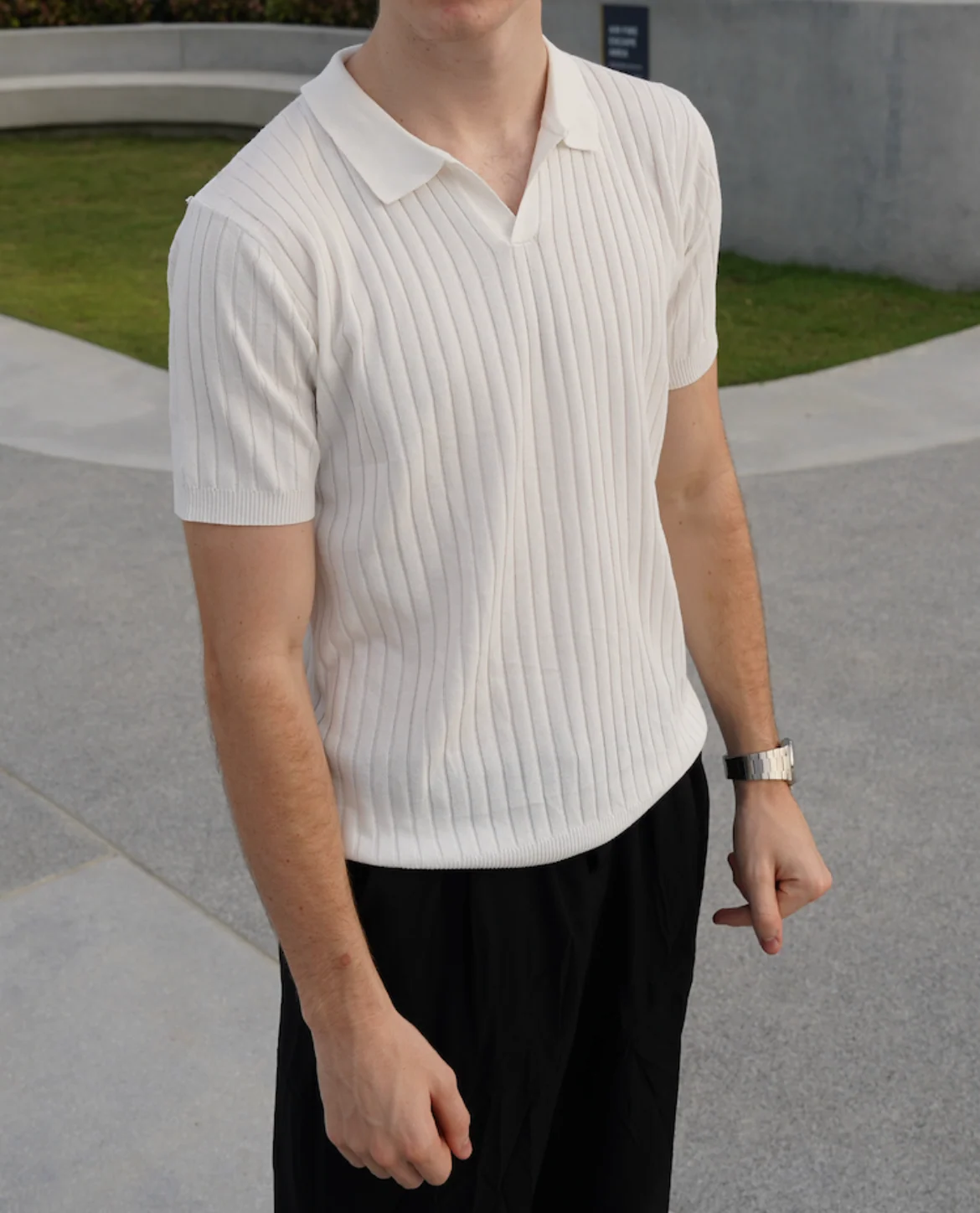 Slim-Fit Ribbed Polo Shirt - Image 4